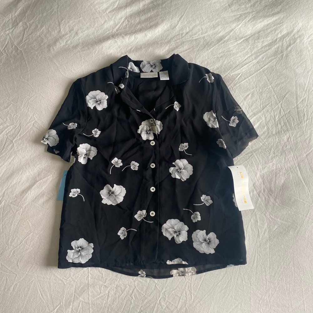 Liz Claiborne Sheer Floral Blouse